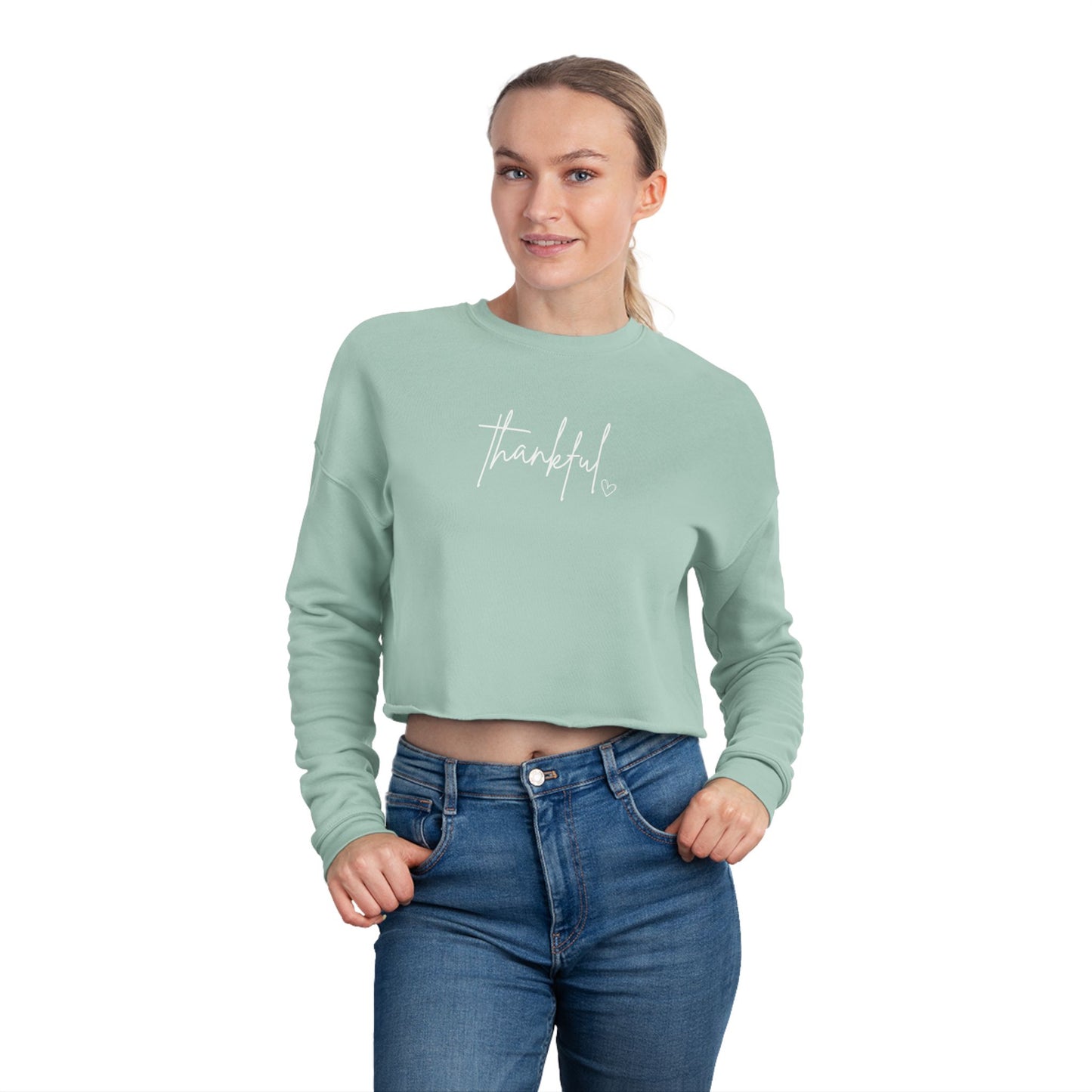Thankful Women's Cropped Sweatshirt, Inspirational Gift, Trendy Apparel, Fall Fashion, Cozy Casual Wear