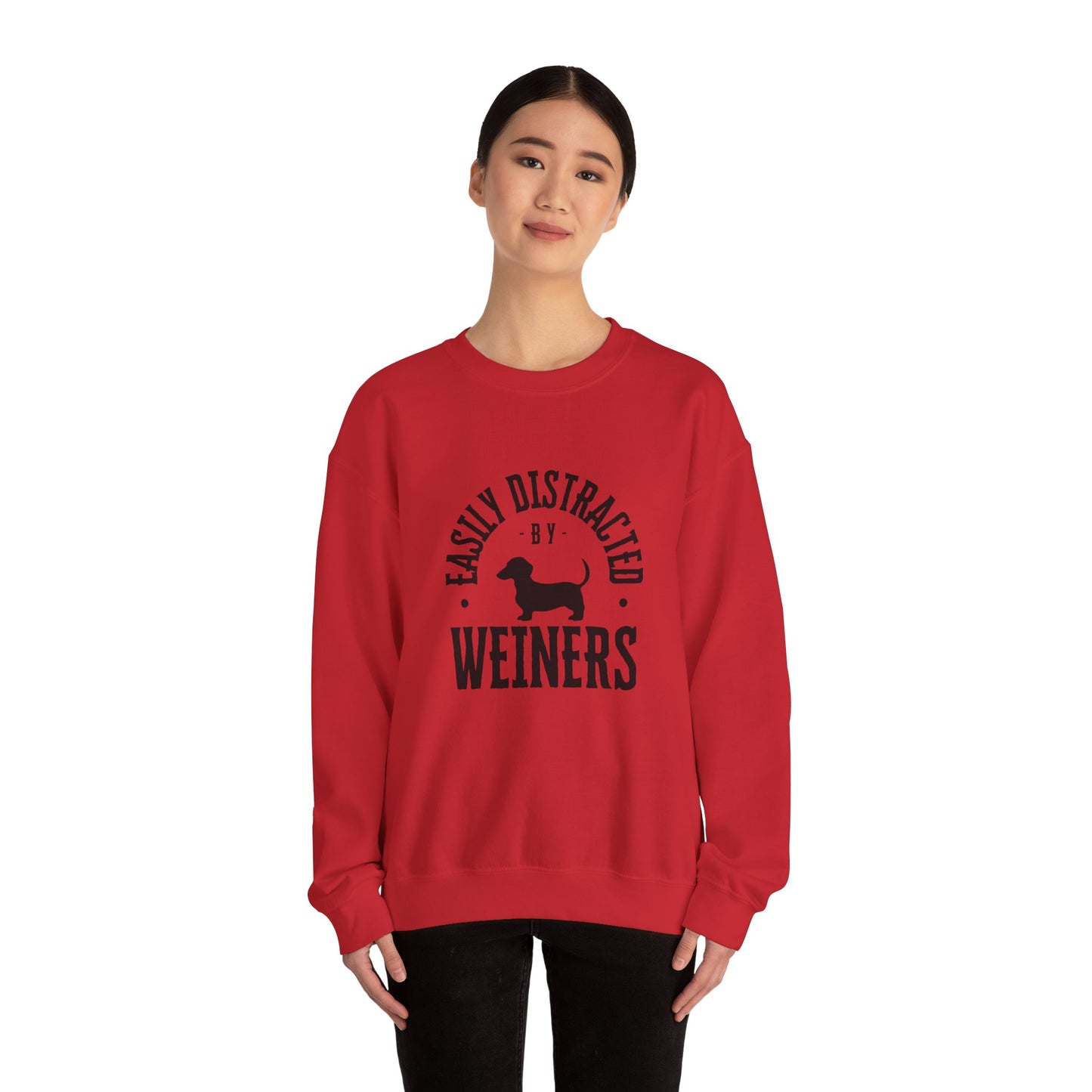 Easily Distracted by Weiners Sweatshirt, Funny Dog Lover Crewneck, Pet Parent Gift, Cozy Unisex Sweatshirt, Dog Themed Apparel