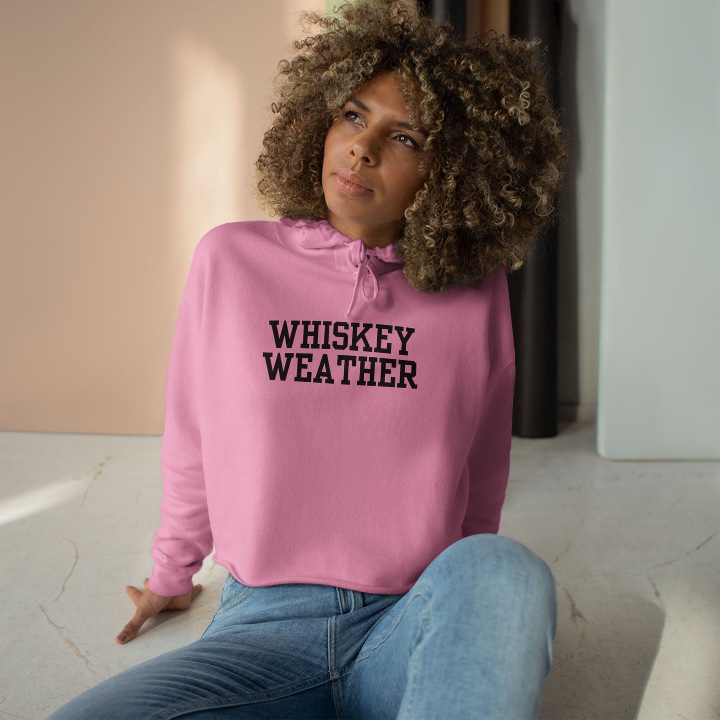Whiskey Weather Crop Hoodie - Trendy Fall Fashion, Gift for Whiskey Lovers, Casual Wear, Cozy Lounge Top, Perfect for Parties