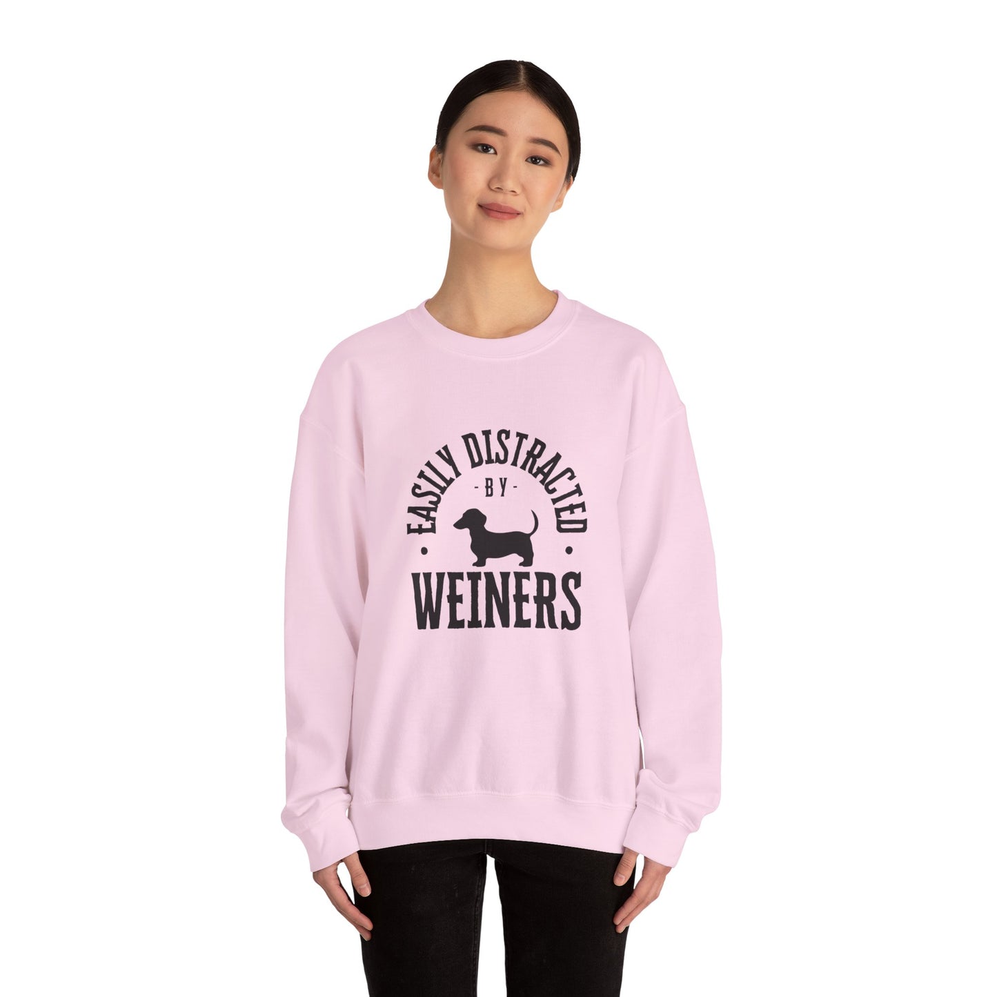 Easily Distracted by Weiners Sweatshirt, Funny Dog Lover Crewneck, Pet Parent Gift, Cozy Unisex Sweatshirt, Dog Themed Apparel