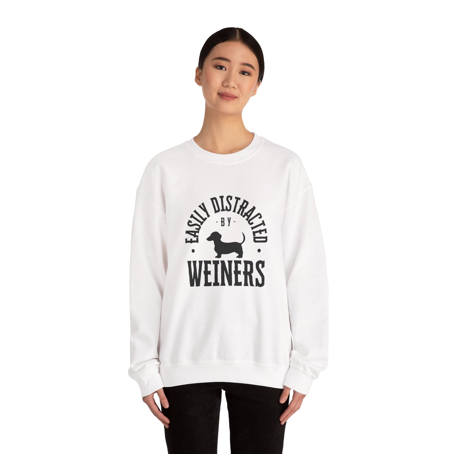 Easily Distracted by Weiners Sweatshirt, Funny Dog Lover Crewneck, Pet Parent Gift, Cozy Unisex Sweatshirt, Dog Themed Apparel