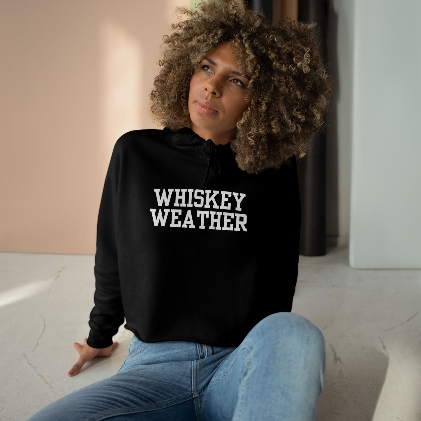 Whiskey Weather Crop Hoodie - Trendy Fall Fashion, Gift for Whiskey Lovers, Casual Wear, Cozy Lounge Top, Perfect for Parties