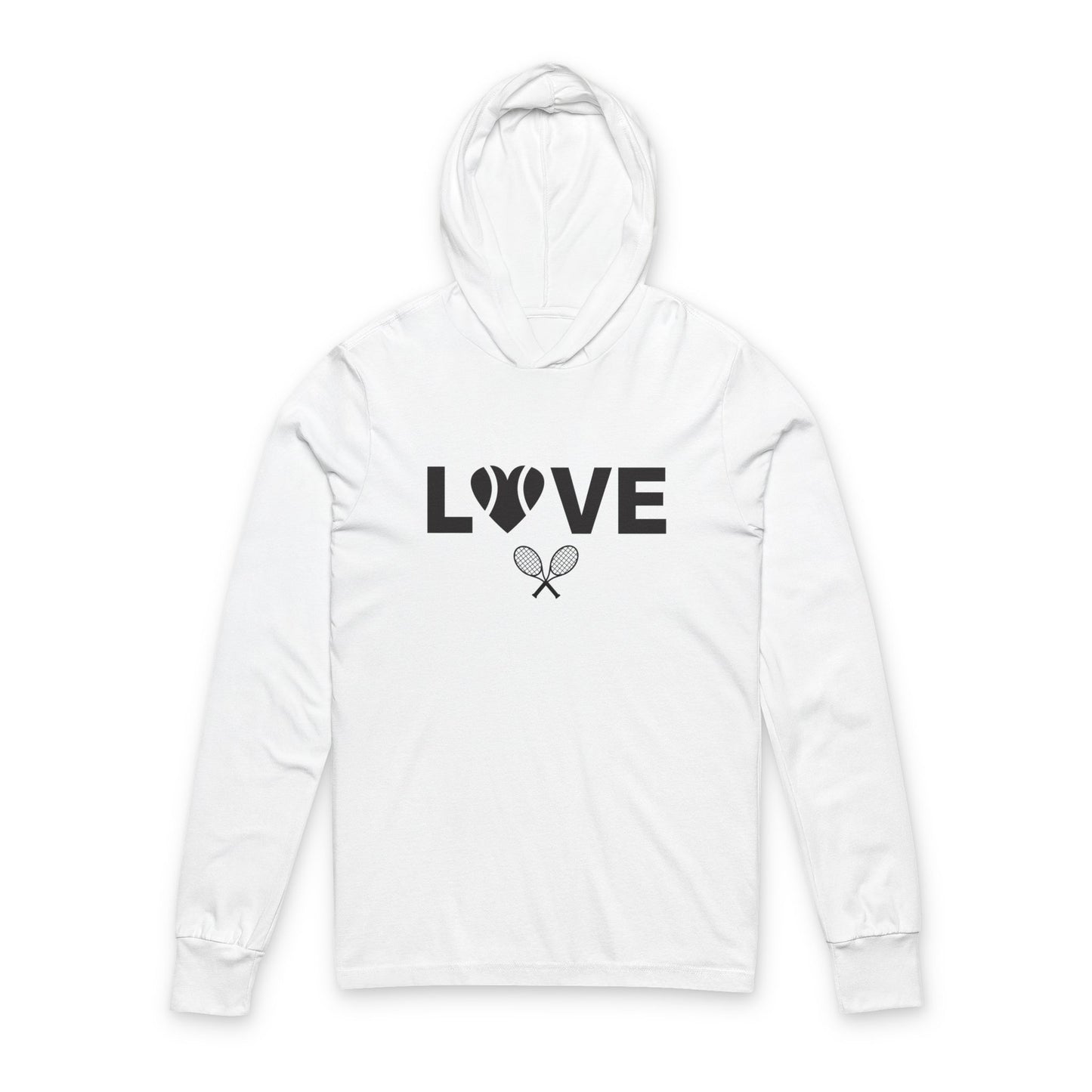 Love Tennis Unisex Hooded Long Sleeve Tee, Sports Apparel, Gift for Tennis Lovers, Casual Wear, Perfect for Active Days