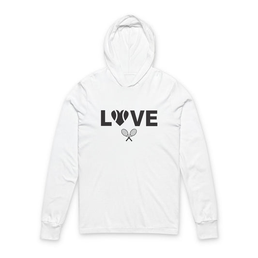 Love Tennis Unisex Hooded Long Sleeve Tee, Sports Apparel, Gift for Tennis Lovers, Casual Wear, Perfect for Active Days