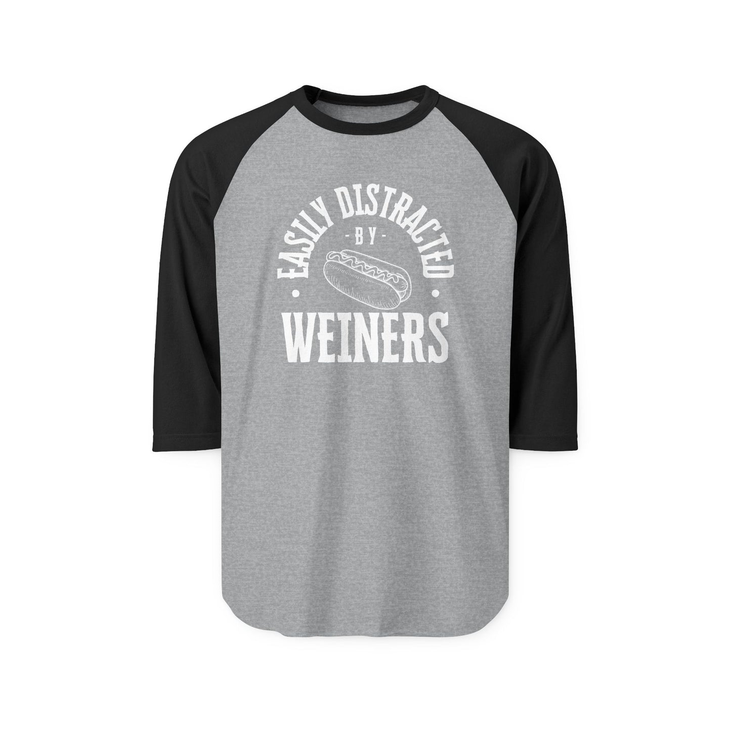 Easily Distracted by Weiners Raglan Shirt, Fun Gift for Food Lovers, Casual Wear, Unique Tee for BBQ, Sublimation Print, Funny T-Shirt