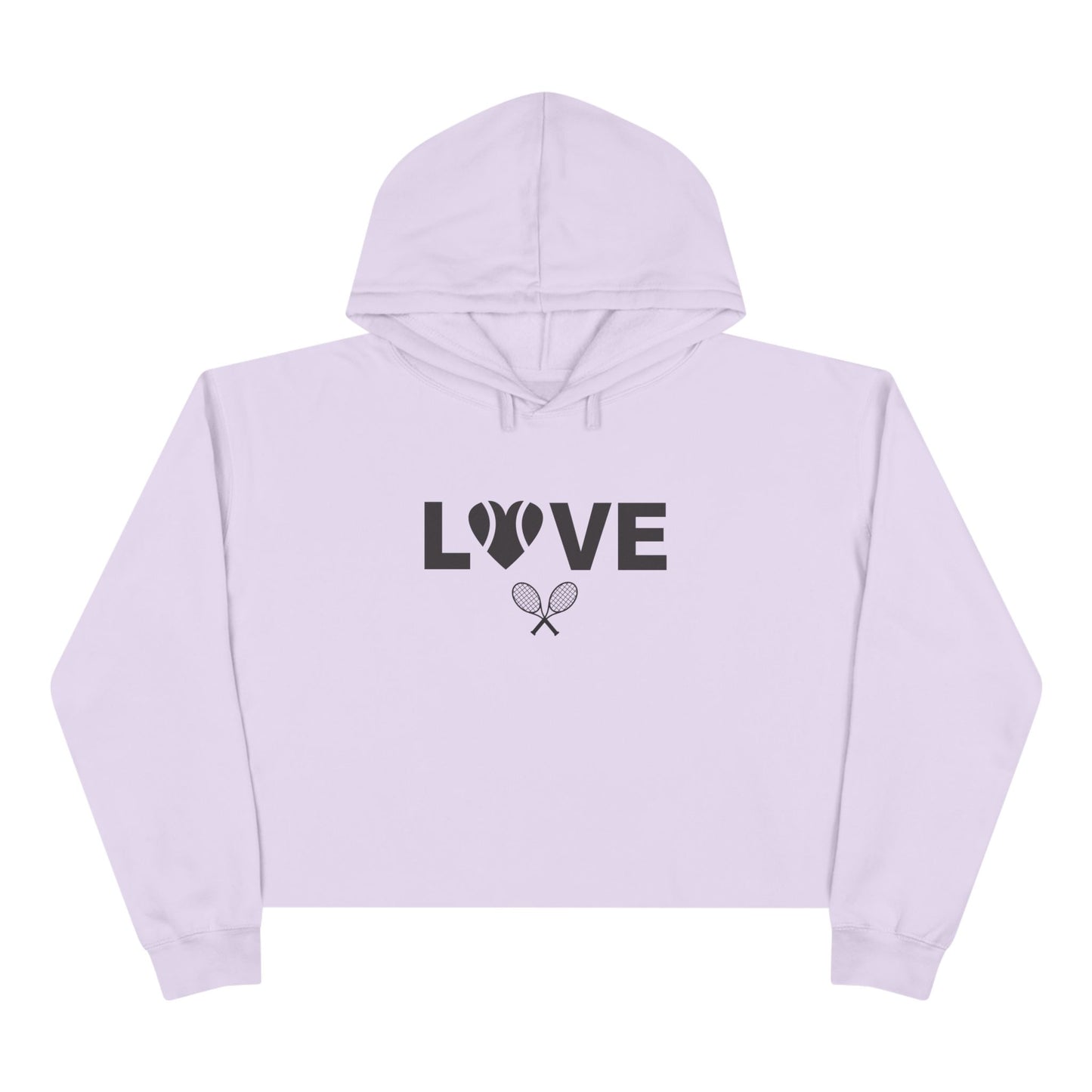 Tennis Love Crop Hoodie, Cute Tennis Apparel, Sports Gift for Her, Tennis Fan Hoodie, Valentine's Day Tennis Outfit