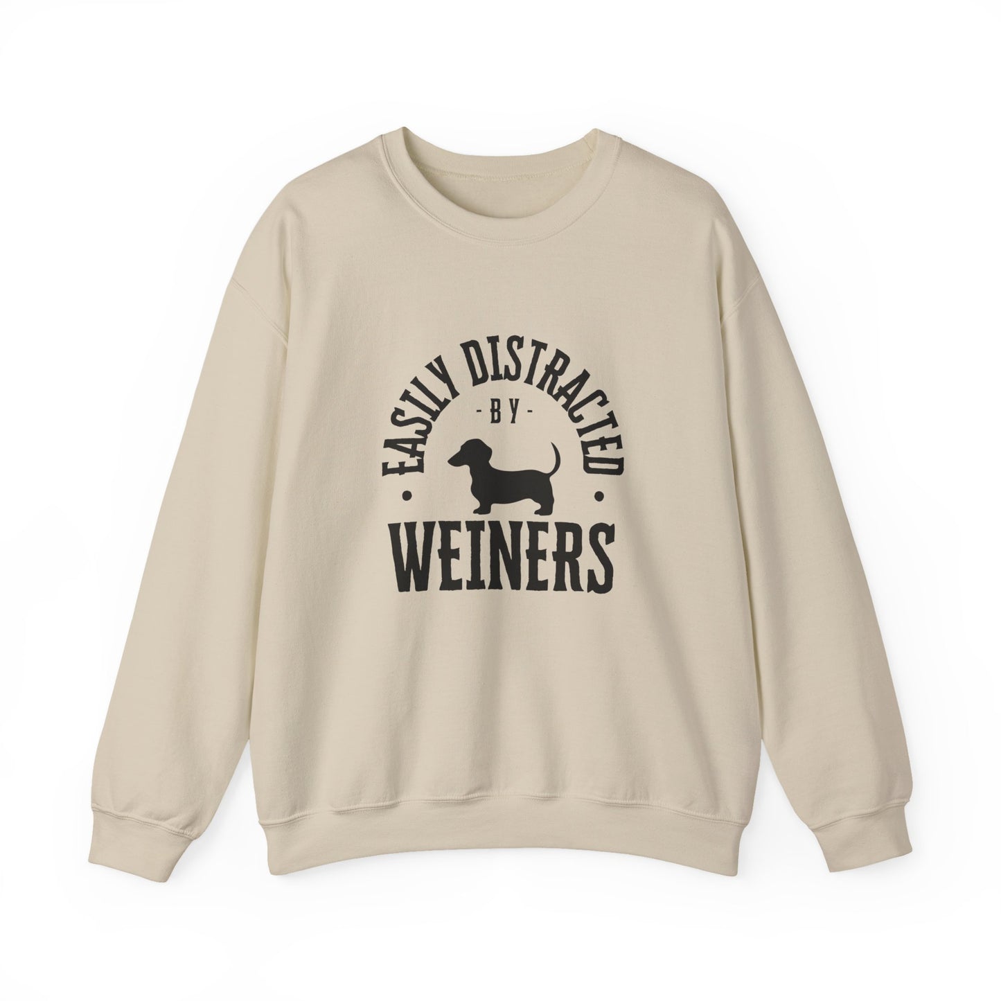 Easily Distracted by Weiners Sweatshirt, Funny Dog Lover Crewneck, Pet Parent Gift, Cozy Unisex Sweatshirt, Dog Themed Apparel