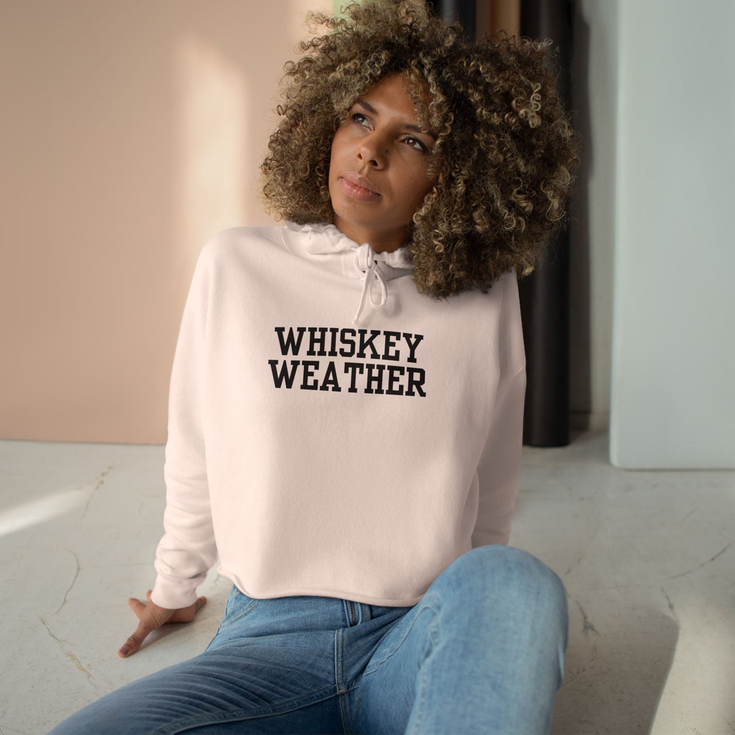 Whiskey Weather Crop Hoodie - Trendy Fall Fashion, Gift for Whiskey Lovers, Casual Wear, Cozy Lounge Top, Perfect for Parties