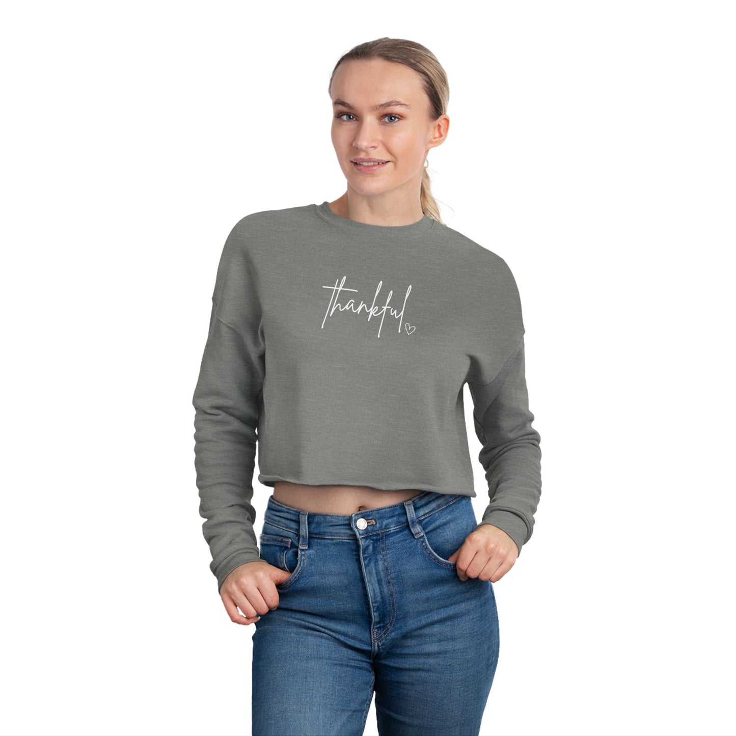 Thankful Women's Cropped Sweatshirt, Inspirational Gift, Trendy Apparel, Fall Fashion, Cozy Casual Wear