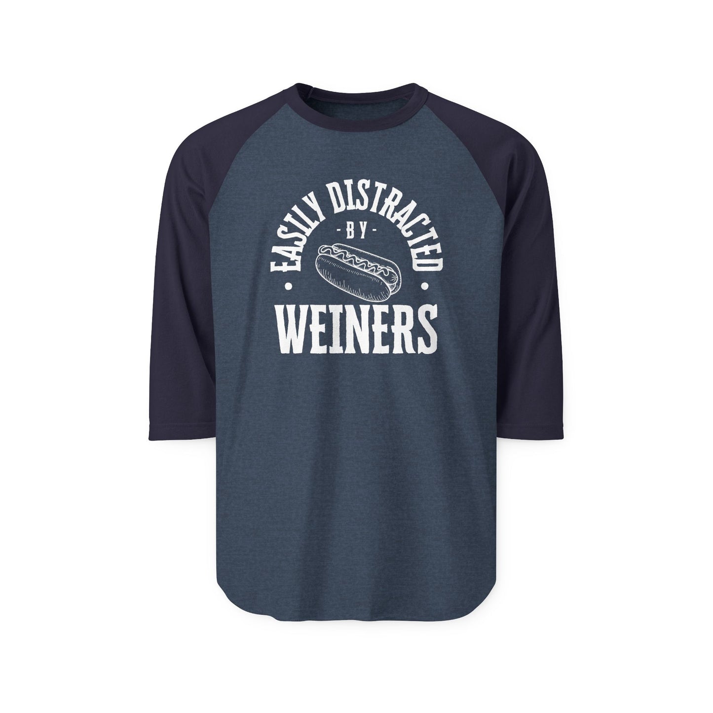 Easily Distracted by Weiners Raglan Shirt, Fun Gift for Food Lovers, Casual Wear, Unique Tee for BBQ, Sublimation Print, Funny T-Shirt
