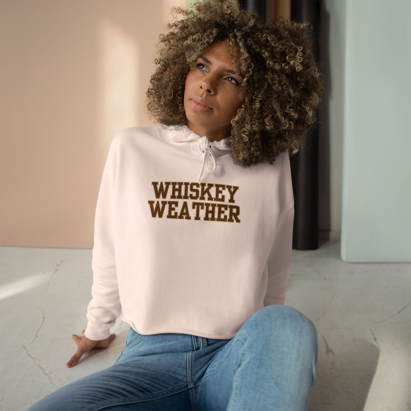 Whiskey Weather Crop Hoodie - Trendy Fall Fashion, Gift for Whiskey Lovers, Casual Wear, Cozy Lounge Top, Perfect for Parties
