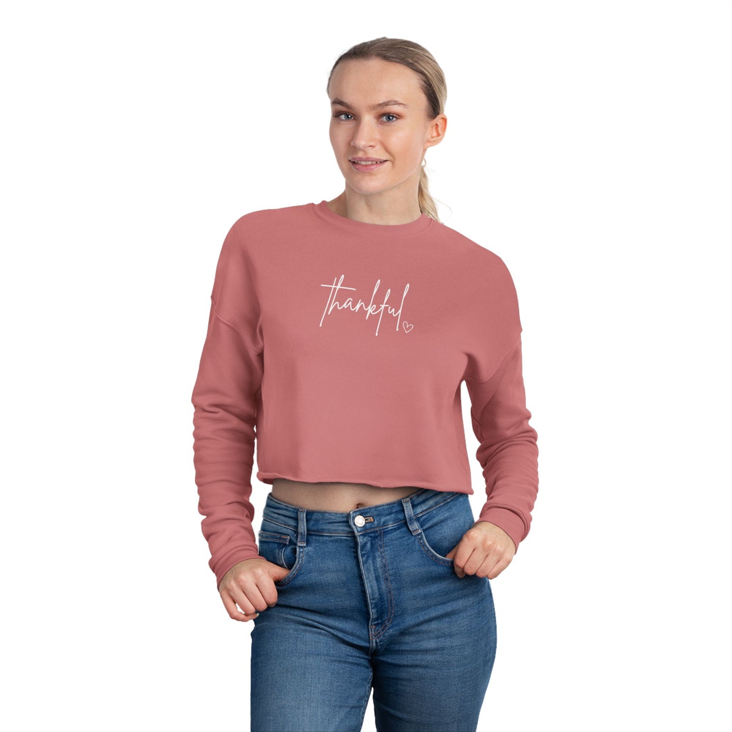 Thankful Women's Cropped Sweatshirt, Inspirational Gift, Trendy Apparel, Fall Fashion, Cozy Casual Wear