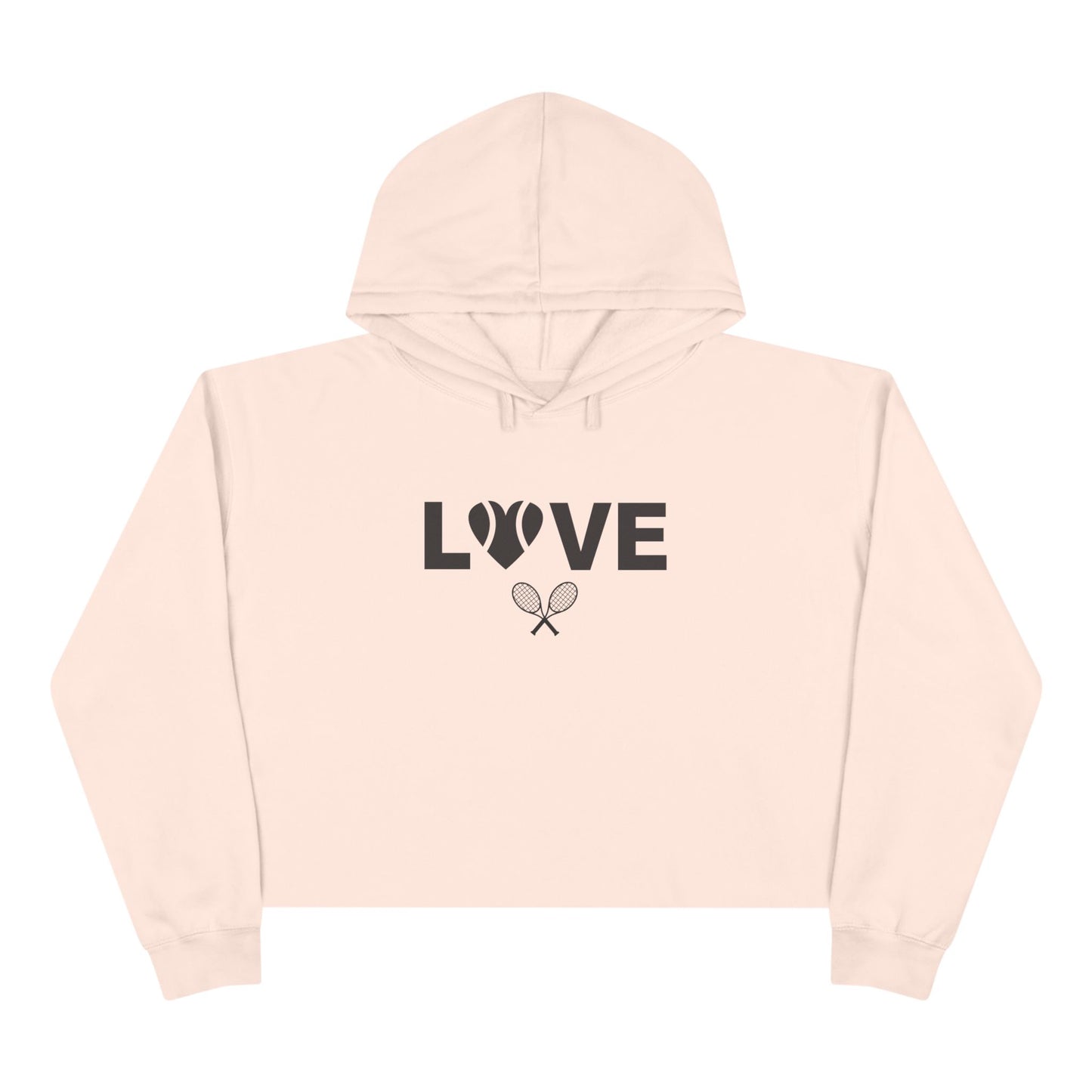 Tennis Love Crop Hoodie, Cute Tennis Apparel, Sports Gift for Her, Tennis Fan Hoodie, Valentine's Day Tennis Outfit
