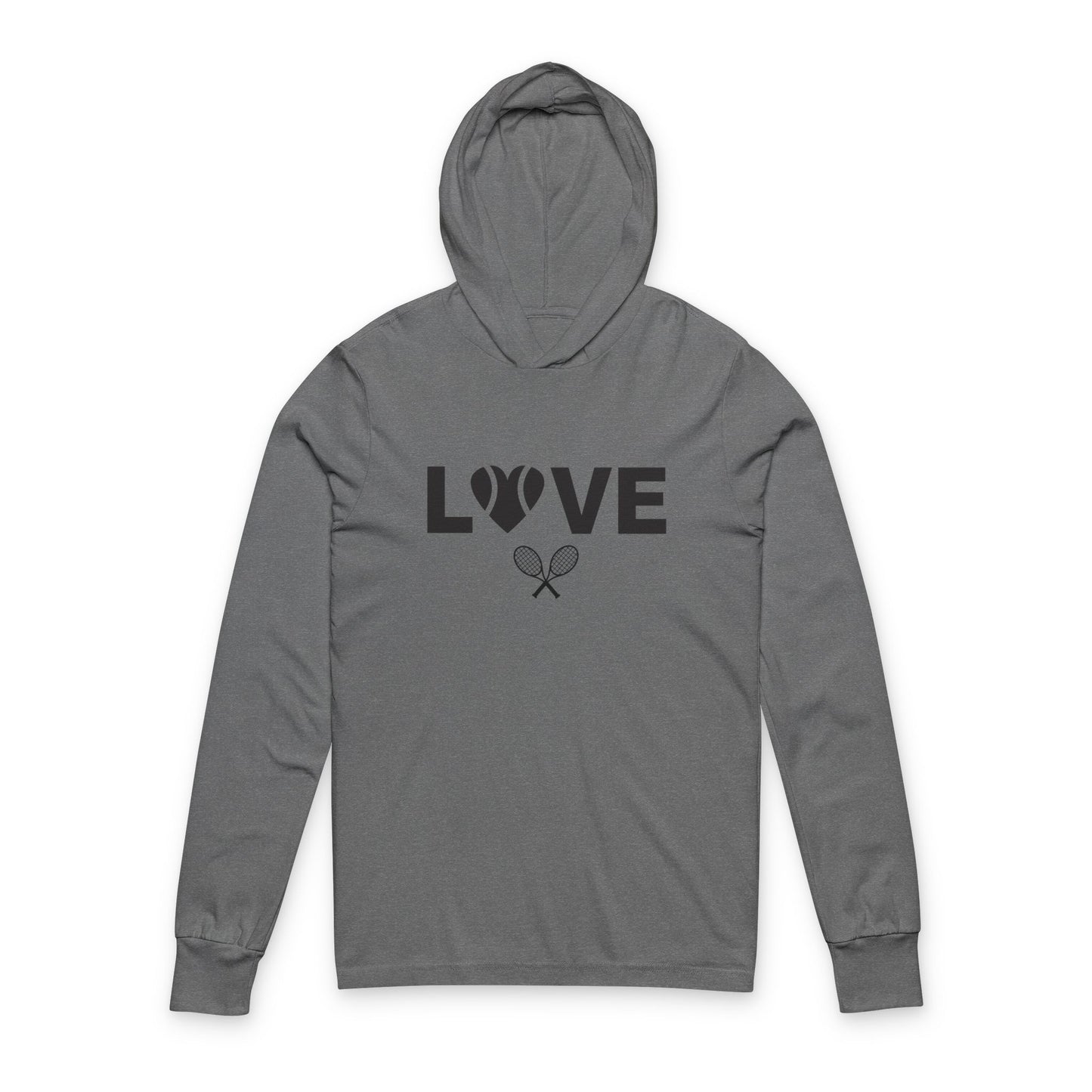 Love Tennis Unisex Hooded Long Sleeve Tee, Sports Apparel, Gift for Tennis Lovers, Casual Wear, Perfect for Active Days