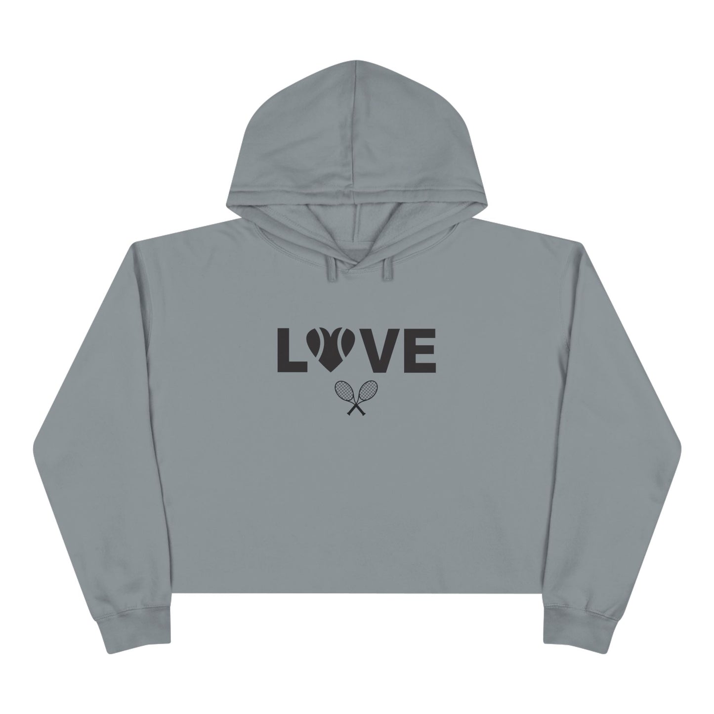 Tennis Love Crop Hoodie, Cute Tennis Apparel, Sports Gift for Her, Tennis Fan Hoodie, Valentine's Day Tennis Outfit