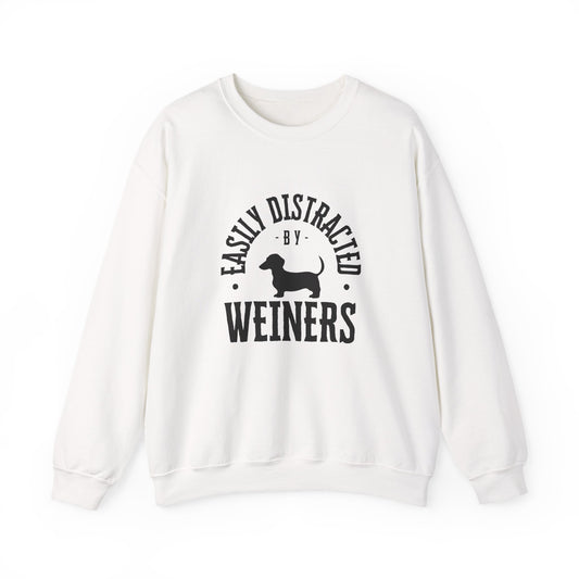 Easily Distracted by Weiners Sweatshirt, Funny Dog Lover Crewneck, Pet Parent Gift, Cozy Unisex Sweatshirt, Dog Themed Apparel