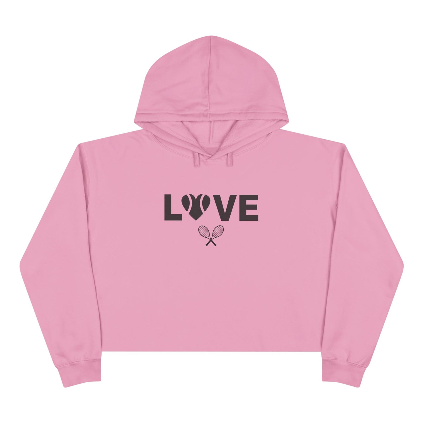 Tennis Love Crop Hoodie, Cute Tennis Apparel, Sports Gift for Her, Tennis Fan Hoodie, Valentine's Day Tennis Outfit