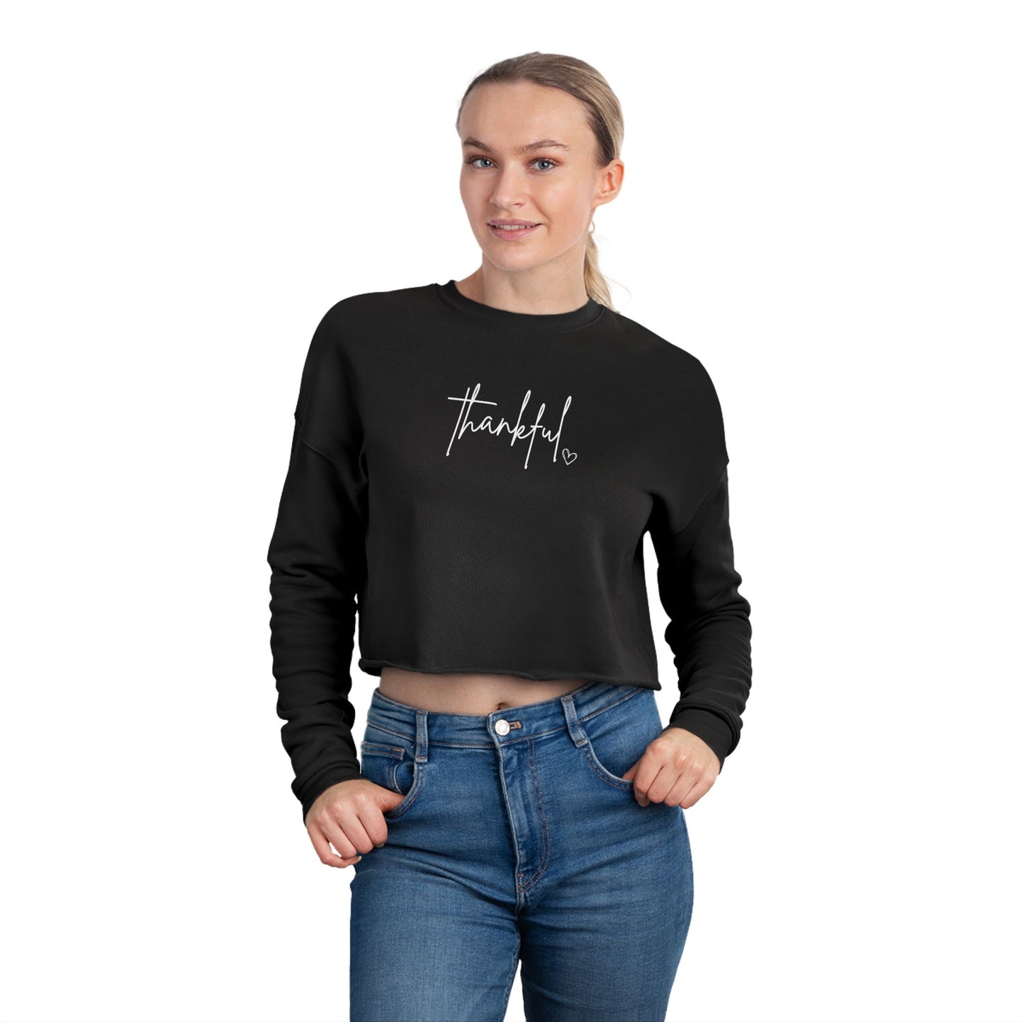 Thankful Women's Cropped Sweatshirt, Inspirational Gift, Trendy Apparel, Fall Fashion, Cozy Casual Wear