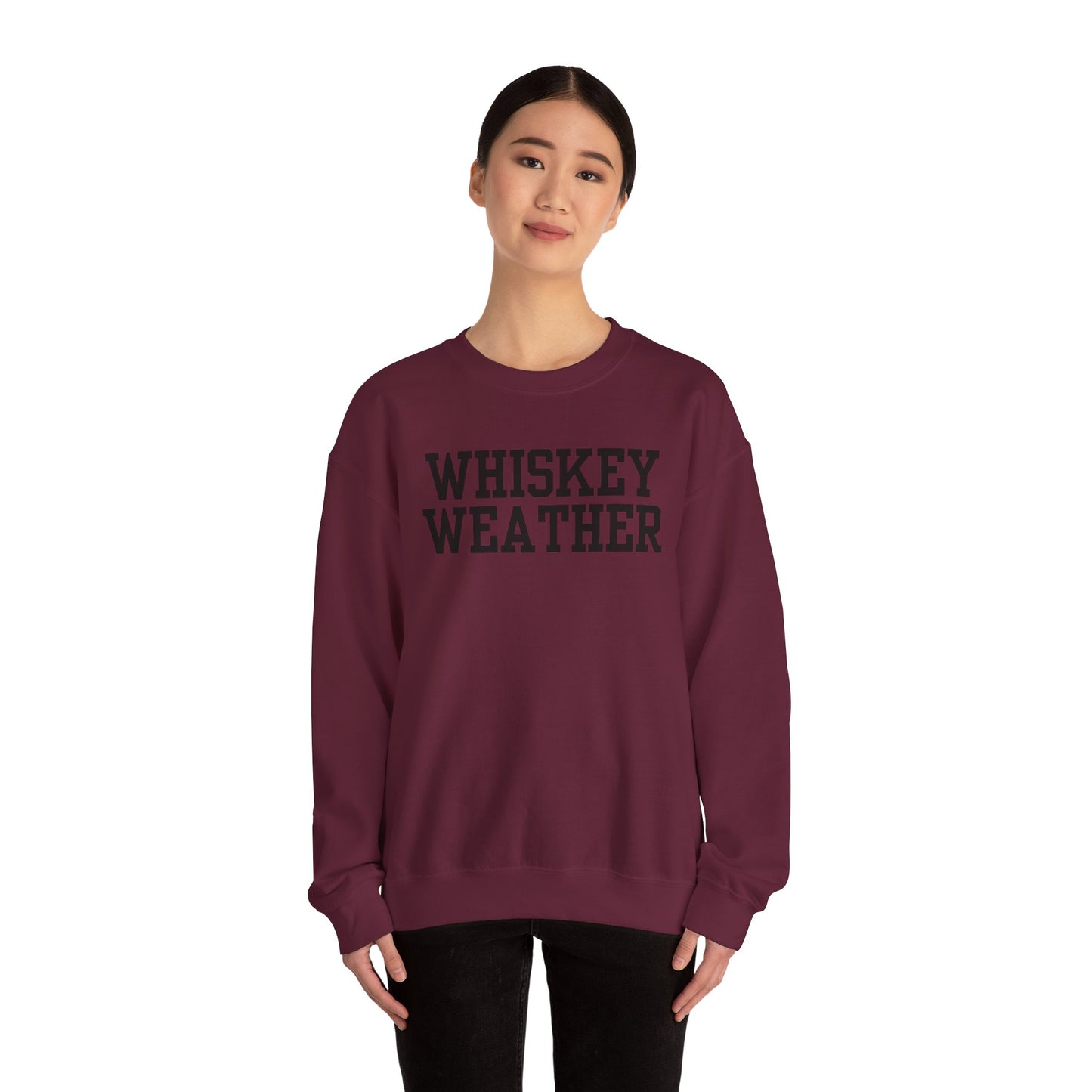 Whiskey Weather Crewneck Sweatshirt | Cozy Fall Apparel, Unisex Gift, Vintage Style, Autumn Fashion